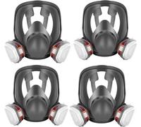 sykua 4 Pack Full Face Gas Mask - Reusable Full Face Respirator Mask with Filters for Spray Painting, Chemical, Sanding, Building Work, and Fine Gas Dust