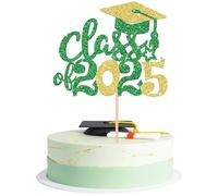 SYKYCTCY 1 Pack 2025 Graduation Cake Topper Glitter 2025 Grad Cap Diploma 2025 Cake Decorations Graduation Cake Pick for 2025 School Grad Theme Party Cake Decoration Supplies