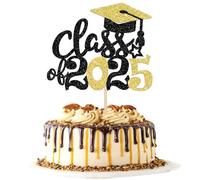 SYKYCTCY 1 Pack 2025 Graduation Cake Topper Glitter 2025 Grad Cap Diploma Cake Decorations 2025 Graduation Cake Pick for School Theme Party Cake Decoration Supplies