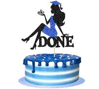 SYKYCTCY 1 Pack 2025 Graduation Cake Topper Glitter Student Congrats Class of 2025 Girls Cake Pick 2025 Graduation Cake Decorations for High School Grad Cake Decorations Party Supplies