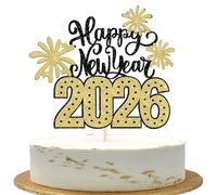 SYKYCTCY 1 Pack 2026 Happy New Year Cake Topper New Years Eve Cake Picks 2026 Happy New Year Cake Topper Cake Decorations 2026 New Years Eve Party Supplies