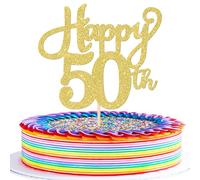SYKYCTCY 1 Pack 50th Birthday Cake Topper Glitter Number 50 Fifty Birthday Cake Pick Decorations for Cheers to 50 Years Old 50th Birthday Wedding Anniversary Party Supplies