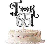 SYKYCTCY 1 Pack 65th Birthday Cake Topper Glitter Cherrs to 65 Cake Pick Funny 65 Cake Decorations for Men Women 65th Birthday Anniversary Party Supplies Black Silver