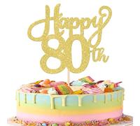 SYKYCTCY 1 Pack 80th Birthday Cake Topper Glitter Number 80 Eighty Birthday Cake Pick Decorations for Cheers to 80 Years Old 80th Birthday Wedding Anniversary Party Supplies