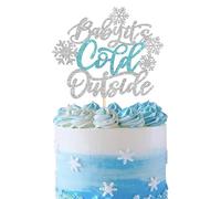 SYKYCTCY 1 Pack Baby It's Cold Outside Cake Topper Glitter Winter Wonderland Cake Pick Winter Frozen Baby Shower Cake Decorations Birthday Frozen Theme Party Christmas Wedding Decoration Supplies