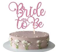 SYKYCTCY 1 Pack Bride to Be Cake Topper Glitter with Ring Bridal Shower Cake Pick Bride to Be Cake Pick Decorations for Wedding Engagement Theme Party Cake Decoration Supplies Pink