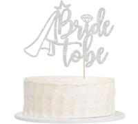 SYKYCTCY 1 Pack Bride to Be Cake Topper Silver Glitter Ring Cake Pick Bride to Be Cake Decoration Wedding Bachelorette Bridal Shower Theme Party Cake Decoration Supplies