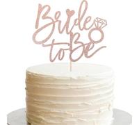 SYKYCTCY 1 Pack Bride to Be Cake Topper with Glitter Ring Bridal Shower Cake Pick Decorations for Wedding Engagement Theme Bachelorette Party Supplies Rose Gold