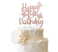SYKYCTCY 1 Pack Butterfly Happy 18th Birthday Cake Topper 3D Glitter Butterfly Cheers to 18 Years Cake Pick Decorations for 18th Birthday Party Anniversary Wedding Cake Party Decorations Rose Gold