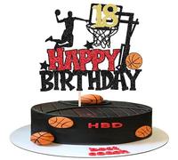 SYKYCTCY 1 Pack Cheers to 18 Years Birthday Cake Topper Glitter Hello 18 Sweet 18 Cake Pick Eighteen Years Old Birthday Cake Decoration for 18th Birthday Basketball Sports Party Supplies