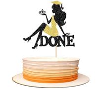 SYKYCTCY 1 Pack Class of 2025 Cake Topper Graduation Girl Done Cake Picks Glitter 2025 Graduation Cake Decorations for High School Girls Graduate Theme Party Supplies Gold