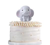 SYKYCTCY 1 Pack Elephant Cake Topper 3D Little Peanut Figurine Doll Toy Jungle Safari Animal Cake Pick Elephant Theme Baby Shower Kids Boys Girls Birthday Party Cake Decorations Supplies