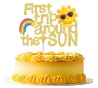 SYKYCTCY 1 Pack First Trip Around The Sun Cake Topper Sunshine Cake Pick Sun Cake Decoration for Sunshine Theme Baby Shower 1st Birthday Supplies