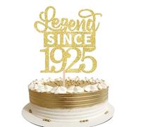 SYKYCTCY 1 Pack Happy 100th Birthday Cake Topper Glitter Legend Since 1925 Cake Pick 100 Fabulous Cake Decorations for Cheers to 100th Birthday Wedding Anniversary Party Supplies
