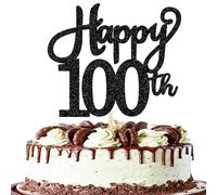 SYKYCTCY 1 Pack Happy 100th Cake Topper Glitter Number 100 One-Hundred Birthday Cake Pick Decorations for Cheers to 100 Years Old 100th Birthday Wedding Anniversary Party Supplies
