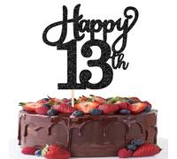 SYKYCTCY 1 Pack Happy 13th Cake Topper Glitter Number 13 Thirteen Birthday Cake Pick Decorations for Cheers to 13 Years Old 13th Birthday Wedding Anniversary Party Supplies Blue