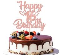 SYKYCTCY 1 Pack Happy 16th Birthday Cake Topper Glitter Cheers to 16 Years Birthday Cake Pick Sixteen Sweet 16 Cake Decoration for Happy 16th Birthday Anniversary Theme Party Decorations Supplies