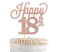 SYKYCTCY 1 Pack Happy 18th Cake Topper Glitter Number 18 Eighteen Birthday Cake Pick Decorations for Cheers to 18 Years Old 18th Birthday Wedding Anniversary Party Supplies