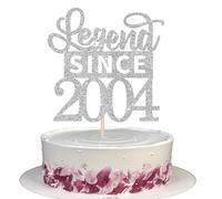 SYKYCTCY 1 Pack Happy 21st Birthday Cake Topper Glitter Legend Since 2004 Cake Pick 21 Fabulous Cake Decorations for Cheers to 2st Birthday Wedding Anniversary Party Supplies