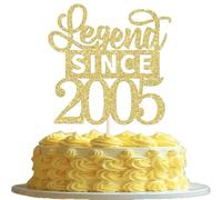 SYKYCTCY 1 Pack Happy 21st Birthday Cake Topper Glitter Legend Since 2005 Cake Pick 21 Fabulous Cake Decorations for Cheers to 21st Birthday Wedding Anniversary Party Supplies