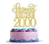 SYKYCTCY 1 Pack Happy 25th Birthday Cake Topper Glitter Legend Since 2000 Cake Pick 25 Fabulous Cake Decorations for Cheers to 25th Birthday Wedding Anniversary Party Supplies