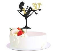 SYKYCTCY 1 Pack Happy 30th Birthday Cake Topper Glitter Heels Girls Bachelorette Cake Pick Cake Decorations for Girls Ladies Thirty Years Old Birthday Theme Party Supplies