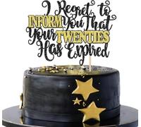 SYKYCTCY 1 Pack Happy 30th Birthday Cake Topper I Regret to Inform You That Your Twenties Has Expired Cake Pick Cheers to 30 Years Cake Decorations for Funny 30th Birthday Party Supplies