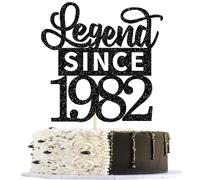 SYKYCTCY 1 Pack Happy 44th Birthday Cake Topper Glitter Legend Since 1982 Cake Pick 44 Fabulous Cake Decorations for Cheers to 44th Birthday Wedding Anniversary Party Supplies