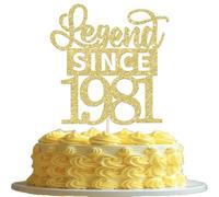SYKYCTCY 1 Pack Happy 45th Birthday Cake Topper Glitter Legend Since 1981 Cake Pick 45 Fabulous Cake Decorations for Cheers to 45th Birthday Wedding Anniversary Party Supplies
