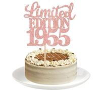 SYKYCTCY 1 Pack Happy 70th Birthday Cake Topper Glitter Limited EDITION 1955 Cake Pick 70 Fabulous Cake Decorations for Cheers to 70th Birthday Wedding Anniversary Party Supplies Rosegold