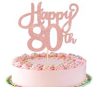 SYKYCTCY 1 Pack Happy 80th Birthday Cake Topper Glitter Eighty Cheers to 80 Years Old Cake Pick Happy Birthday Cake Decoration For 80 Fabulous Birthday Party Supplies