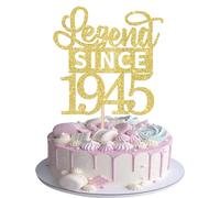 SYKYCTCY 1 Pack Happy 80th Birthday Cake Topper Glitter Legend Since 1945 Cake Pick 80 Fabulous Cake Decorations for Cheers to 80th Birthday Wedding Anniversary Party Supplies