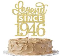 SYKYCTCY 1 Pack Happy 80th Birthday Cake Topper Glitter Legend Since 1946 Cake Pick 80 Fabulous Cake Decorations for Cheers to 80th Birthday Wedding Anniversary Party Supplies