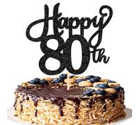SYKYCTCY 1 Pack Happy 80th Cake Topper Glitter Number 80 Eighty Birthday Cake Pick Decorations for Cheers to 80 Years Old 80th Birthday Wedding Anniversary Party Supplies