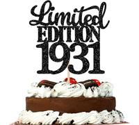 SYKYCTCY 1 Pack Happy 95th Birthday Cake Topper Glitter Limited EDITION 1931 Cake Pick 95 Fabulous Cake Decorations for Cheers to 95th Birthday Wedding Anniversary Party Supplies Black