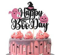 SYKYCTCY 1 Pack Happy Boo Day Cake Topper Boo Ghost Pumpkin Hat Halloween Birthday Cake Pick Baby Shower Kids Birthday Happy Halloween Party Cupcake Decoration Supplies