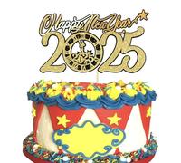 SYKYCTCY 1 Pack Happy New Year 2025 Cake Topper Glitter Fireworks Cheers to 2025 New Year Cake Pick Hello 2025 Cake Decorations for Welcome 2025 Happy New Year's Eve Party Supplies