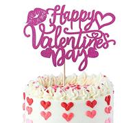 SYKYCTCY 1 Pack Happy Valentine's Day Cake Topper with Lips Love Heart Valentine Cake Picks Valentine's Day Party Cake Decorations for Valentine's Day Theme Wedding Birthday Party Supplies Rose