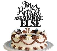 SYKYCTCY 1 Pack I'm Retired Ask Someone Else Cake Topper Glitter Going Away Cupcake Pick for Happy Farewell Retirement Theme Birthday Party Cake Decorations Supplies Black