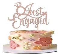 SYKYCTCY 1 Pack Just Engaged Cake Topper Glitter We're Engaged Cake Pick Bridal Engagement Wedding Cupcake Decoration Party Supplies