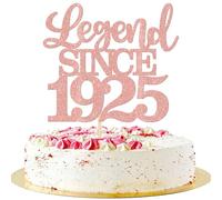 SYKYCTCY 1 Pack Legend Since 1925 Cake Topper Glitter Happy 100th Birthday Cake Pick 100 Fabulous Cake Decorations for Cheers to 100th Birthday Wedding Anniversary Party Supplies (Rosegold, 100th)