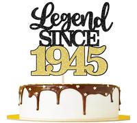 SYKYCTCY 1 Pack Legend Since 1945 Cake Topper Glitter Happy 80th Birthday Cake Pick 80 Fabulous Cake Decorations for Cheers to 80th Birthday Wedding Anniversary Party Supplies