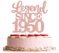 SYKYCTCY 1 Pack Legend Since 1950 Cake Topper Glitter Happy 75th Birthday Cake Pick 75 Fabulous Cake Decorations for Cheers to 75th Birthday Wedding Anniversary Party Supplies (Rosegold, 75th)