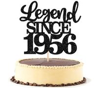 SYKYCTCY 1 Pack Legend Since 1956 Cake Topper Glitter Happy 70th Birthday Cake Pick 70 Fabulous Cake Decorations for Cheers to 70th Birthday Wedding Anniversary Party Supplies Gold