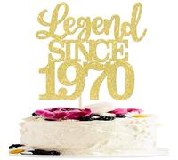 SYKYCTCY 1 Pack Legend Since 1970 Cake Topper Glitter Happy 55th Birthday Cake Pick 55 Fabulous Cake Decorations for Cheers to 55th Birthday Wedding Anniversary Party Supplies Gold (Gold, 55th)