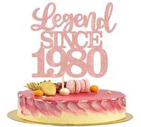 SYKYCTCY 1 Pack Legend Since 1980 Cake Topper Glitter Happy 45th Birthday Cake Pick 45 Fabulous Cake Decorations for Cheers to 45th Birthday Wedding Anniversary Party Supplies (Rosegold, 45th)