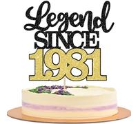 SYKYCTCY 1 Pack Legend Since 1981 Cake Topper Glitter Happy 45th Birthday Cake Pick 45 Fabulous Cake Decorations for Cheers to 45th Birthday Wedding Anniversary Party Supplies