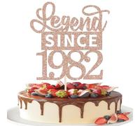 SYKYCTCY 1 Pack Legend Since 1982 Cake Topper Glitter Happy 44th Birthday Cake Pick 44 Fabulous Cake Decorations for Cheers to 44th Birthday Wedding Anniversary Party Supplies