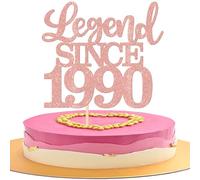 SYKYCTCY 1 Pack Legend Since 1990 Cake Topper Glitter Happy 35th Birthday Cake Pick 35 Fabulous Cake Decorations for Cheers to 35th Birthday Wedding Anniversary Party Supplies Gold (Rosegold, 35th)