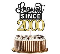 SYKYCTCY 1 Pack Legend Since 2000 Cake Topper Glitter Happy 25th Birthday Cake Pick 25 Fabulous Cake Decorations for Cheers to 25th Birthday Wedding Anniversary Party Supplies